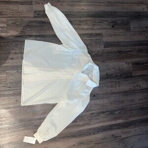 Vintage 70s Act III Shirt Size L Cream/Off White Ruffle Clear Buttons NWT NOS